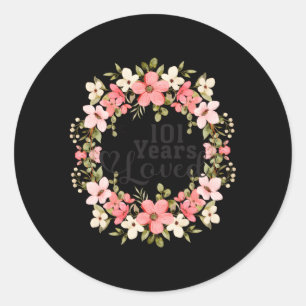 Sticker Rond Floral 101St 101 Ans Maman Amoureuse Grand-mère