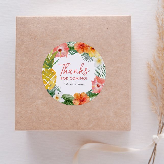 Sticker Rond Floral 1er Luau Anniversaire (Créateur téléchargé)