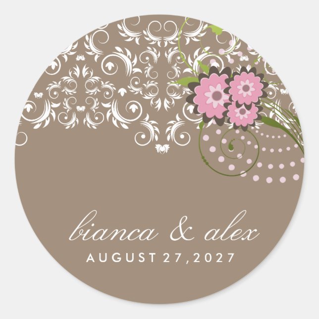 Sticker Rond Floral 311 Rose | Sable (Devant)