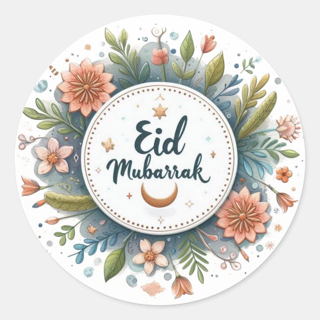 Sticker Rond Floral Aïd Moubarak (Devant)