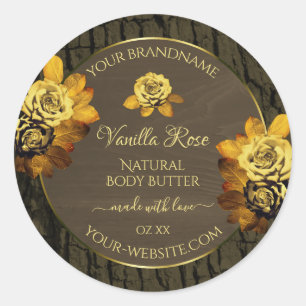 Sticker Rond Floral Arbre Brown Arbre Noir Grains Produits Étiq