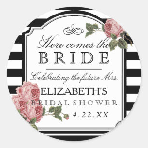 Sticker Rond Floral Avec Fête des mariées En Grandes