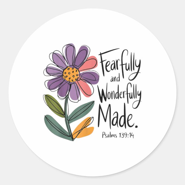 Sticker Rond Floral Avec Peur Et Merveilleusement Fabriqué Psau (Devant)