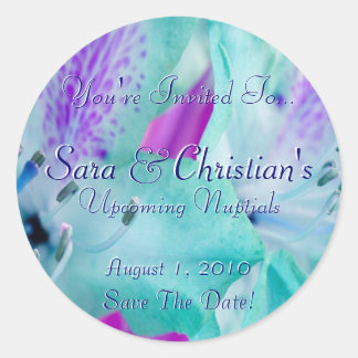 Sticker Rond Floral bleu