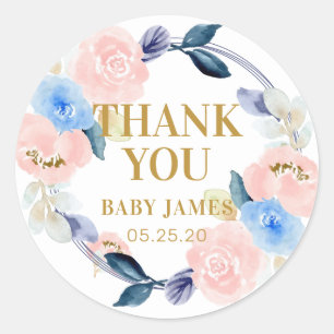 Sticker Rond Floral bleu et rose merci sexe révéler