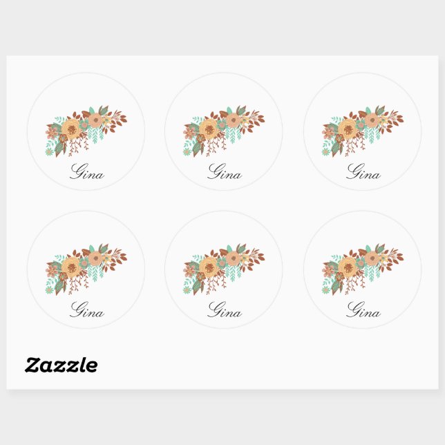 Sticker Rond Floral Boho moderne (Feuille)