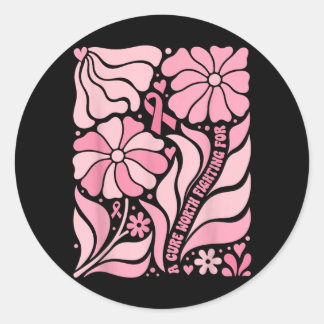 Sticker Rond Floral Boho Survivante du Cancer du Sein Un Remède