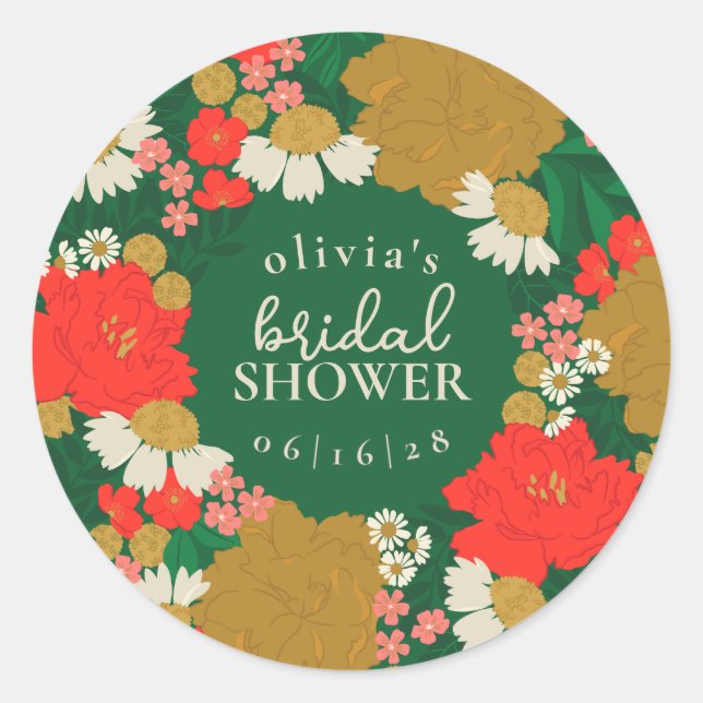 Sticker Rond Floral Bouquet Bridal Shower  (Devant)