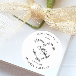 Sticker Rond Floral & Branches Heart Tears of Joy Mariage Citat