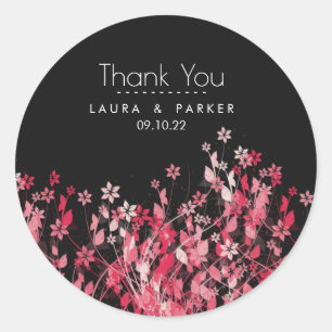 Sticker Rond Floral Chic Girly Mariage de Merci Personnaliser