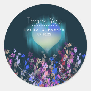 Sticker Rond Floral Chic Girly Merci Amour Mariage