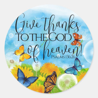Sticker Rond Floral Chrétien Coloré Remercier Bible Verse
