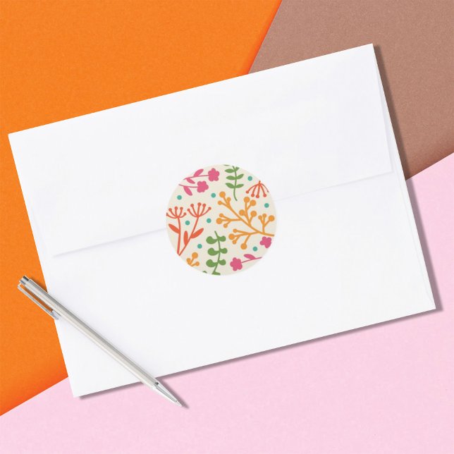 Sticker rond floral classique fantaisie (Créateur téléchargé)