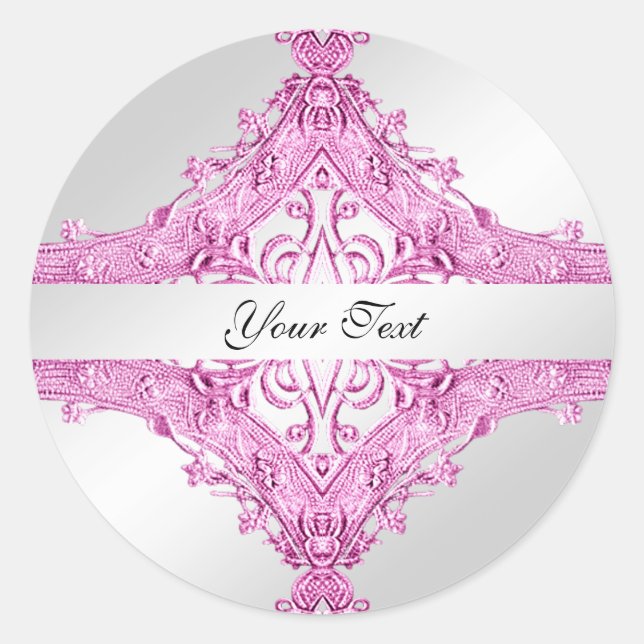 Sticker rond Floral Classique Rose (Devant)