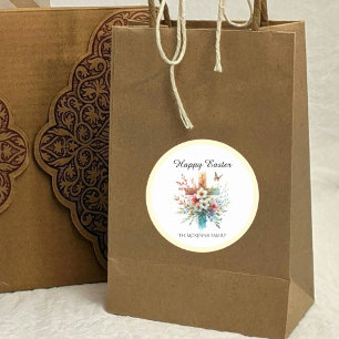 Sticker Rond Floral Cross Pastel Aquarelle religieuse Pâques