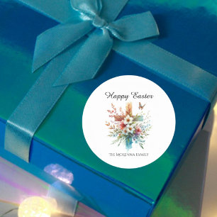 Sticker Rond Floral Cross Pastel Aquarelle religieuse Pâques