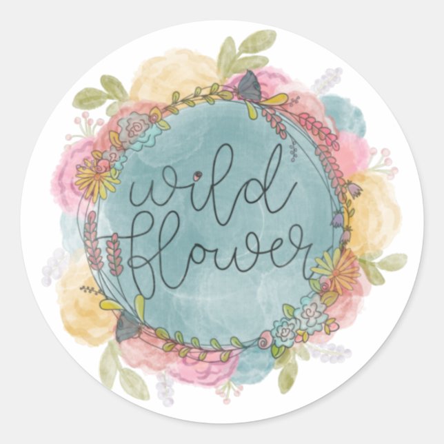 Sticker Rond Floral de couronne fleur sauvage (Devant)