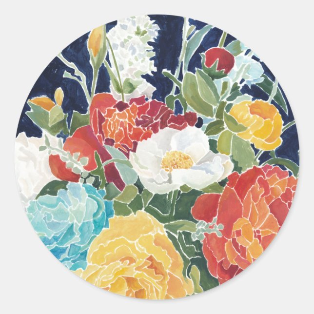 Sticker Rond Floral de minuit I (Devant)
