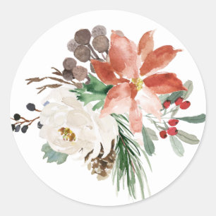 Sticker rond floral de Noël