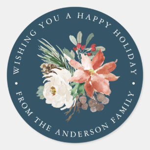 Sticker Rond Floral d'hiver Vacances maritimes
