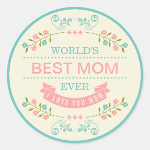 Sticker Rond Floral élégant - Journée mondiale de la meilleure 