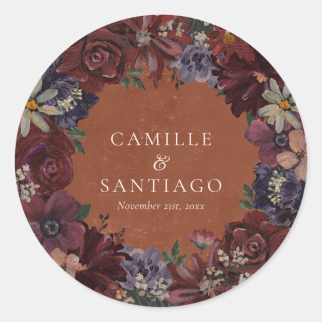 Sticker Rond Floral en terre cuite rustique (Devant)