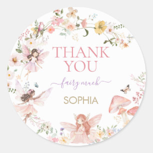 Sticker Rond Floral Fairy Première fête d'anniversaire