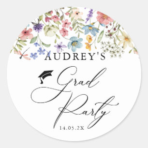 Sticker Rond Floral Fleur sauvage moderne Grad Party