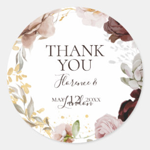 Sticker Rond Floral flush moderne   Faveur du mariage Merci