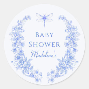 Sticker Rond Floral Français Quelque chose Baby shower de libel