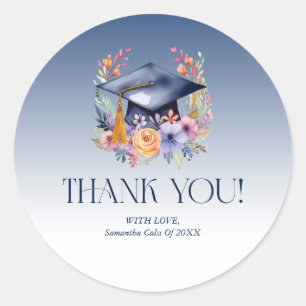 Sticker Rond Floral Grad Casquette Carte de remerciements