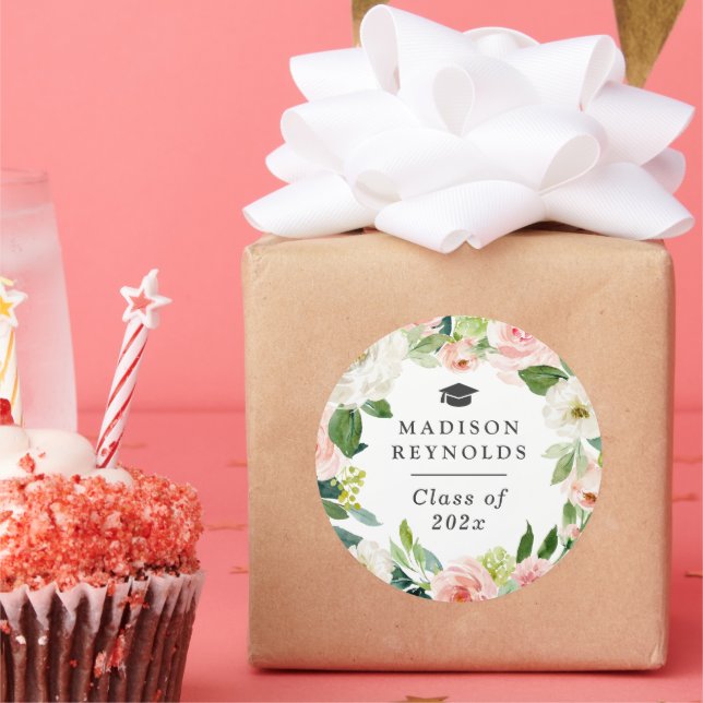 Sticker Rond Floral Green Grad Party Grad Célébration (Fête)