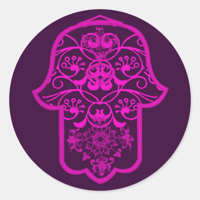 Sticker Rond Floral Hamsa rose (Devant)