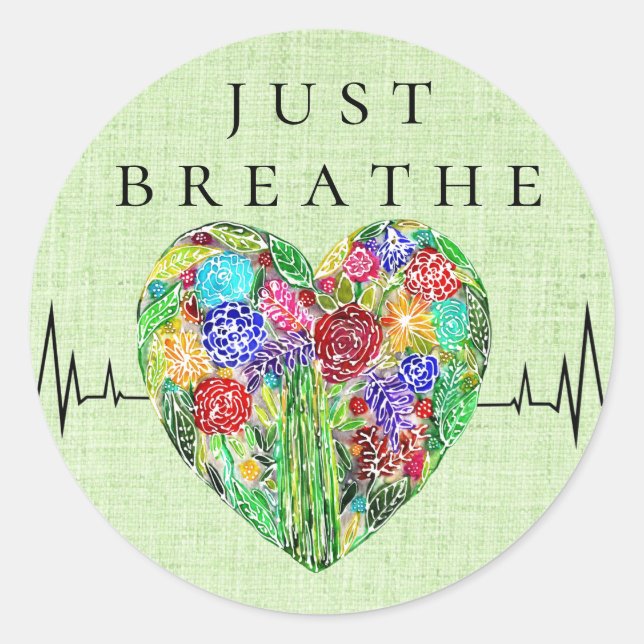 Sticker Rond Floral Heartbeat Breathe (Devant)