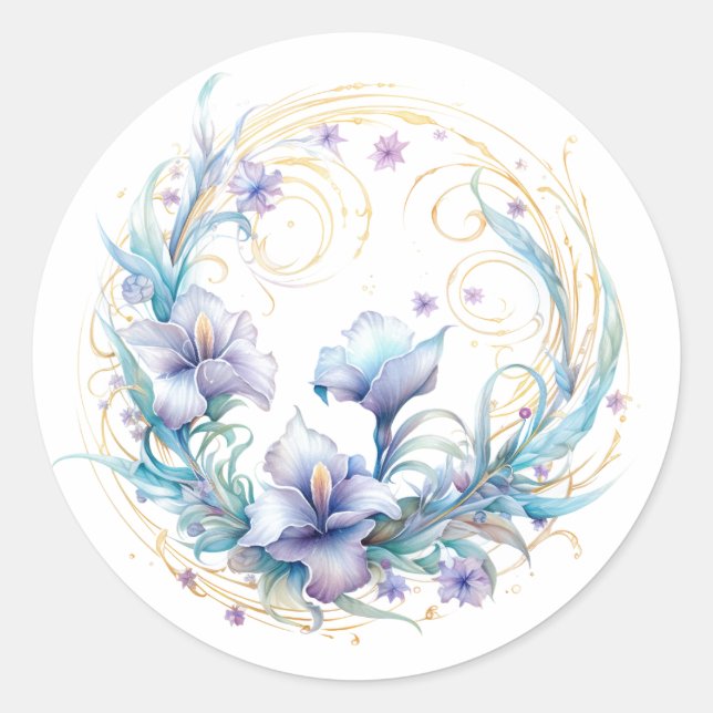 Sticker Rond Floral Iris (Devant)
