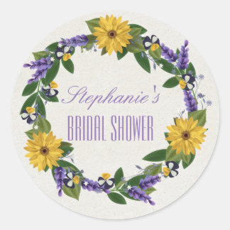 Sticker Rond Floral jaune aux panneaux violets