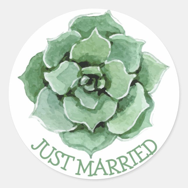 Sticker Rond Floral Juste Marié Vert Succulent Cactus Mariage (Devant)