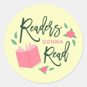 Sticker Rond Floral Lecteurs De Livres Vont Lire