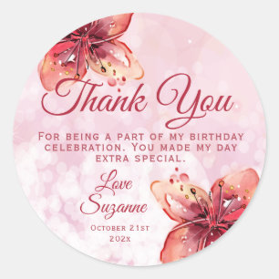 Sticker Rond Floral Lily Party Merci Favoriser
