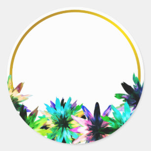 Sticker Rond Floral Lotus Flower Gold Boarder Fête des mariées