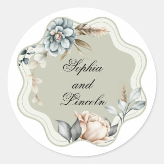 Sticker Rond Floral Mariage romantique