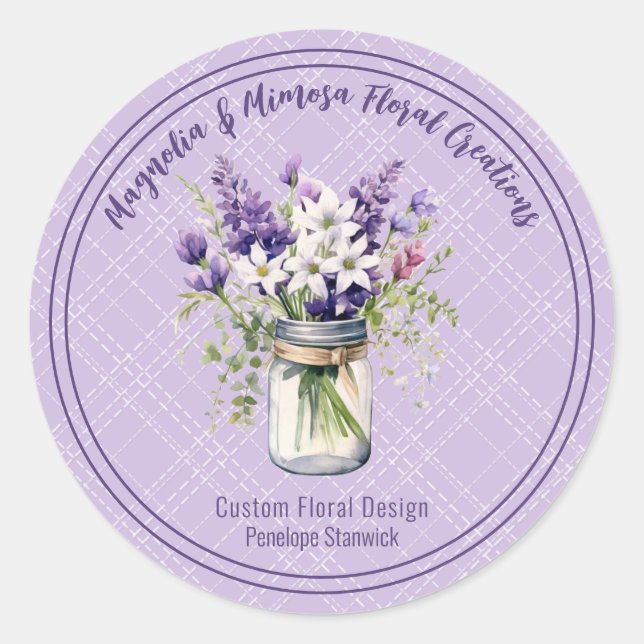 Sticker Rond Floral Mason Jar Business/Marketing/Packaging (Devant)