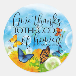 Sticker Rond Floral Merci Gratitude Bible Verse Christian
