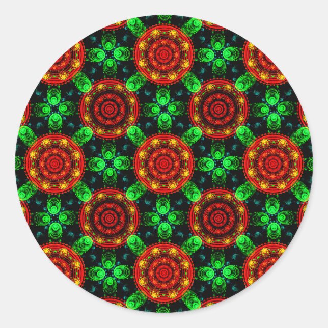 Sticker Rond Floral Modern Boho Elegant Abstract Pattern #504 (Devant)