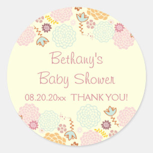 Sticker Rond Floral moderne de fantaisie de baby shower de