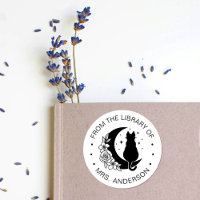 Floral Moon Chat Bibliothèque de livre enseignant
