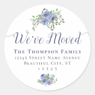Sticker Rond Floral Nous avons déplacé une nouvelle adresse fam