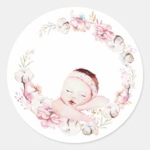 Sticker Rond Floral nouveau-né