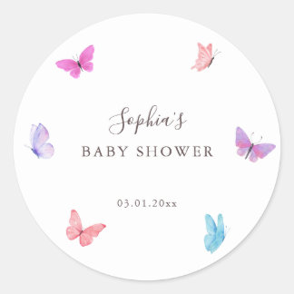 Sticker Rond Floral Papillon Nature Baby shower à thème