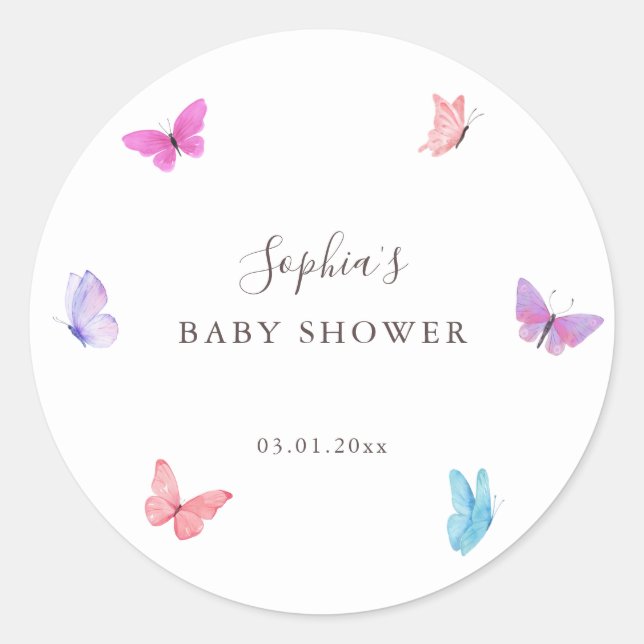Sticker Rond Floral Papillon Nature Baby shower à thème (Devant)